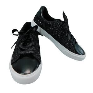 Women's Fashion Sneakers Black Glitter Casual Sneakers Size 8